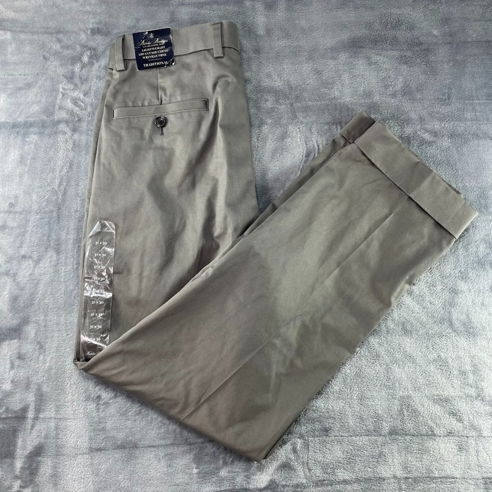 Brooks Brothers Pants Mens 31x30 Green Advantage Chino Stretch 5 Pocket Cuffed